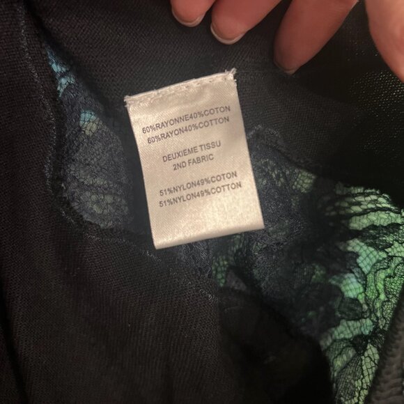 Carven Black Knit Top with Navy Lace cutout across back - Picture 4 of 5